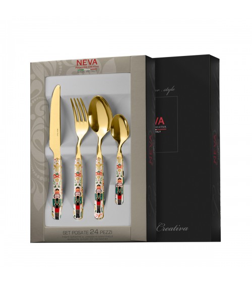 Christmas Cutlery: Christmas Nutcracker Gold - Neva Posateria Creativa - Gift Box