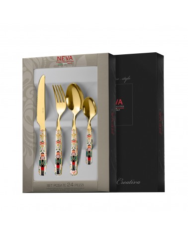 Couverts de Noël : Casse-Noisette de Noël Or - Couverts Créatifs Neva - Coffret Cadeau