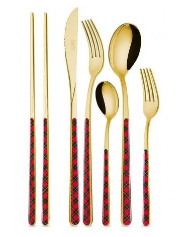 Set 36 Pieces Christmas Tartan Asia Cutlery - Neva Posateria Creativa -