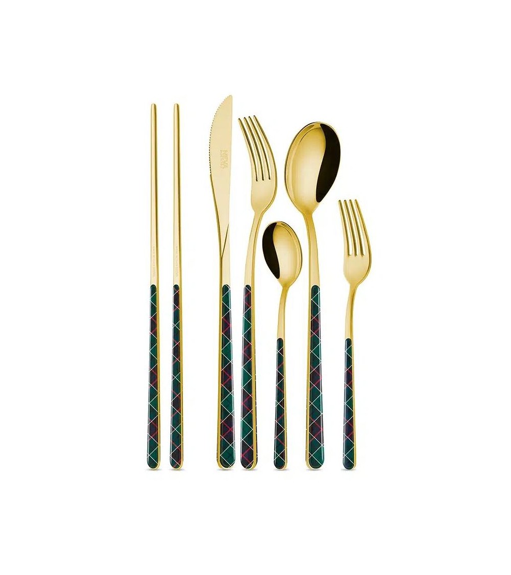 Coffret 36 Pcs Couverts Noël Tartan Asie - Neva Posateria Creativa -