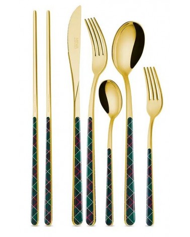 Coffret 36 Pcs Couverts Noël Tartan Asie - Neva Posateria Creativa -