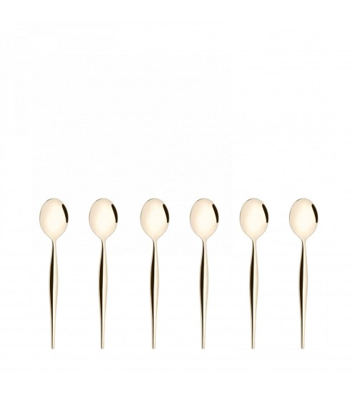 Champagne Poli Natura Gold - Couverts en Acier Inoxydable - Casa Bugatti - set de 6 cuillères à café