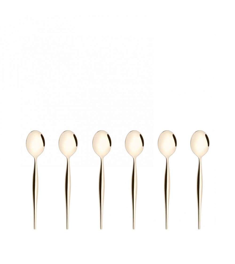 Natura Gold Polierter Champagner – Besteck aus Edelstahl – Casa Bugatti – Set mit 6 Kaffeelöffeln
