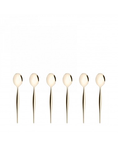 Natura Gold Polierter Champagner – Besteck aus Edelstahl – Casa Bugatti – Set mit 6 Kaffeelöffeln