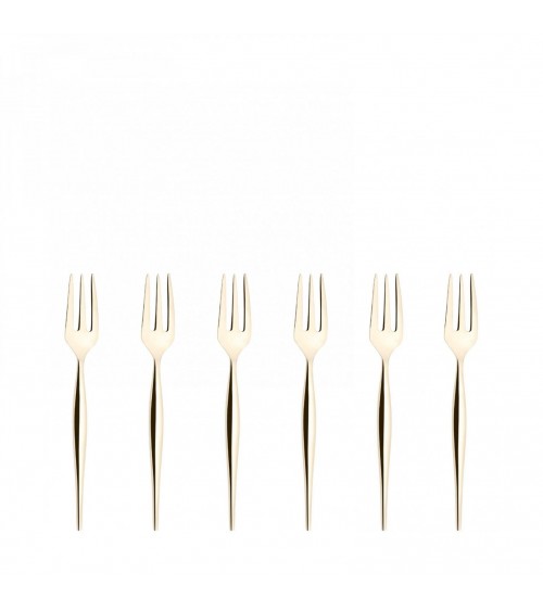 Natura Oro Champagne Lucido - Posate Acciaio Inox - Casa Bugatti - set 6 pezzi forchettine da dolce