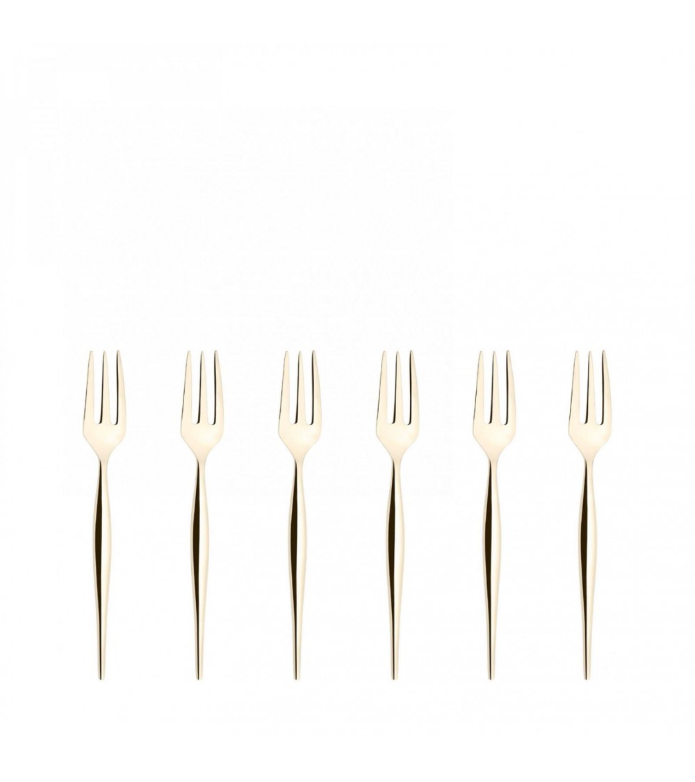 Natura Gold Champagner poliert – Besteck aus Edelstahl – Casa Bugatti – Set mit 6 Dessertgabeln