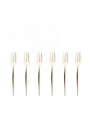 Natura Gold Champagner poliert – Besteck aus Edelstahl – Casa Bugatti – Set mit 6 Dessertgabeln