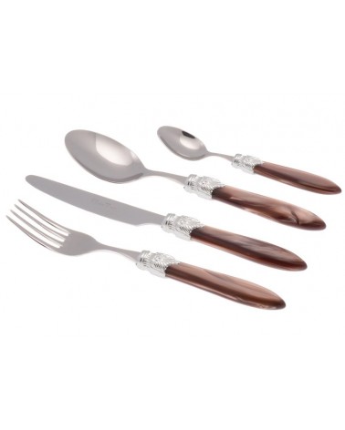 Laura Argento Set 16-teilig, farbiges Besteck – Rivadossi Sandro – Perlmuttbraun