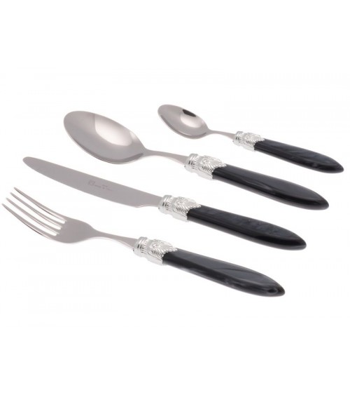 Laura Argento Set 16 Pezzi Posate Colorate - Rivadossi Sandro - nero perlato