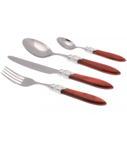 Laura Argento Set 16 Pezzi Posate Colorate - Rivadossi Sandro - rosso perlato