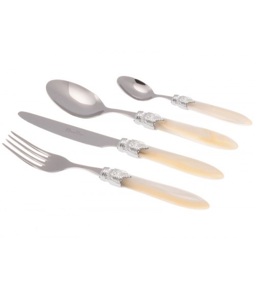 Laura Argento Set 4-teilig, farbiges Besteck – Rivadossi Sandro – Elfenbein-Perlmutt