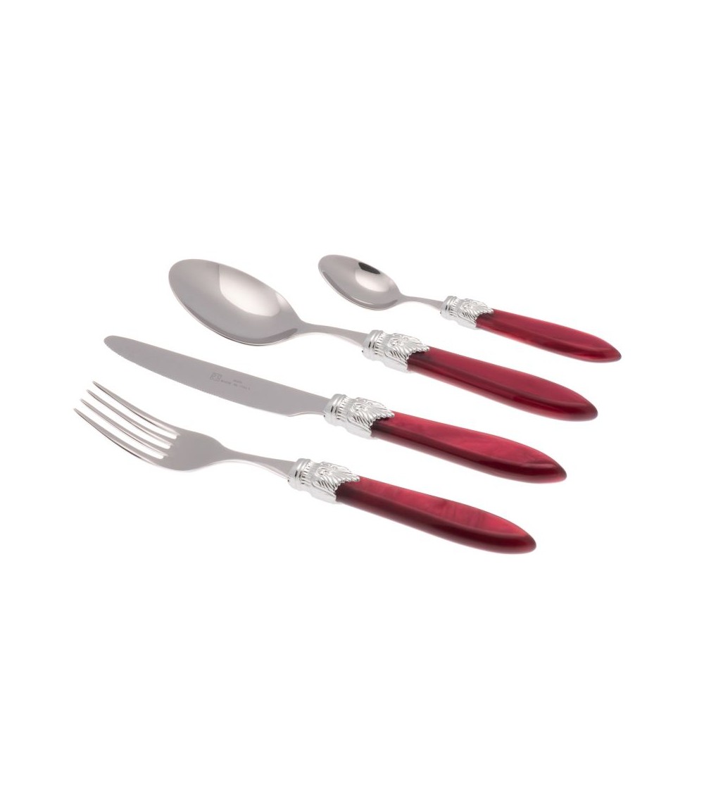 Laura Argento Set 4 Pezzi Posate Colorate - Rivadossi Sandro - bordeaux perlato