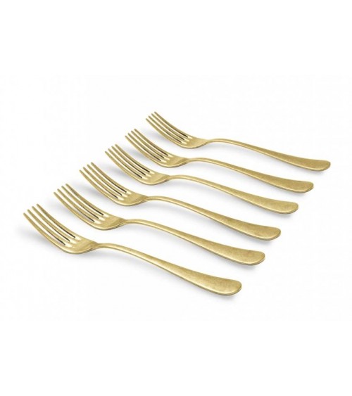 Vintage Style Steel Cutlery - Golden PVD - Serena Antico Set 24 Pieces -  - 