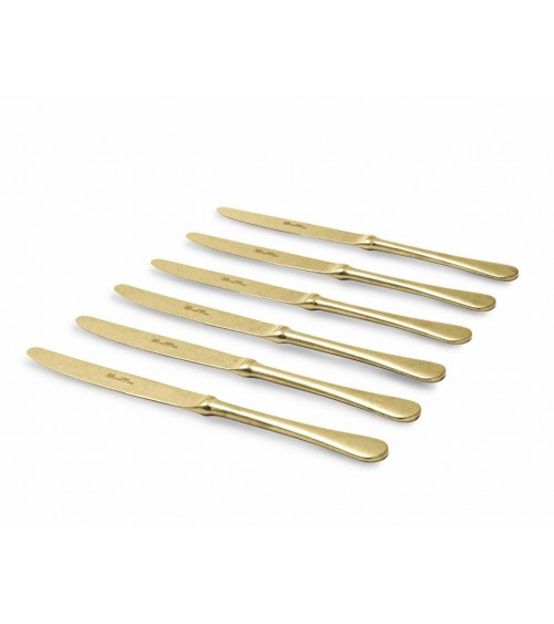 Couverts Style Vintage en Acier - PVD Doré - Service Serena Antico 24 Pièces - 