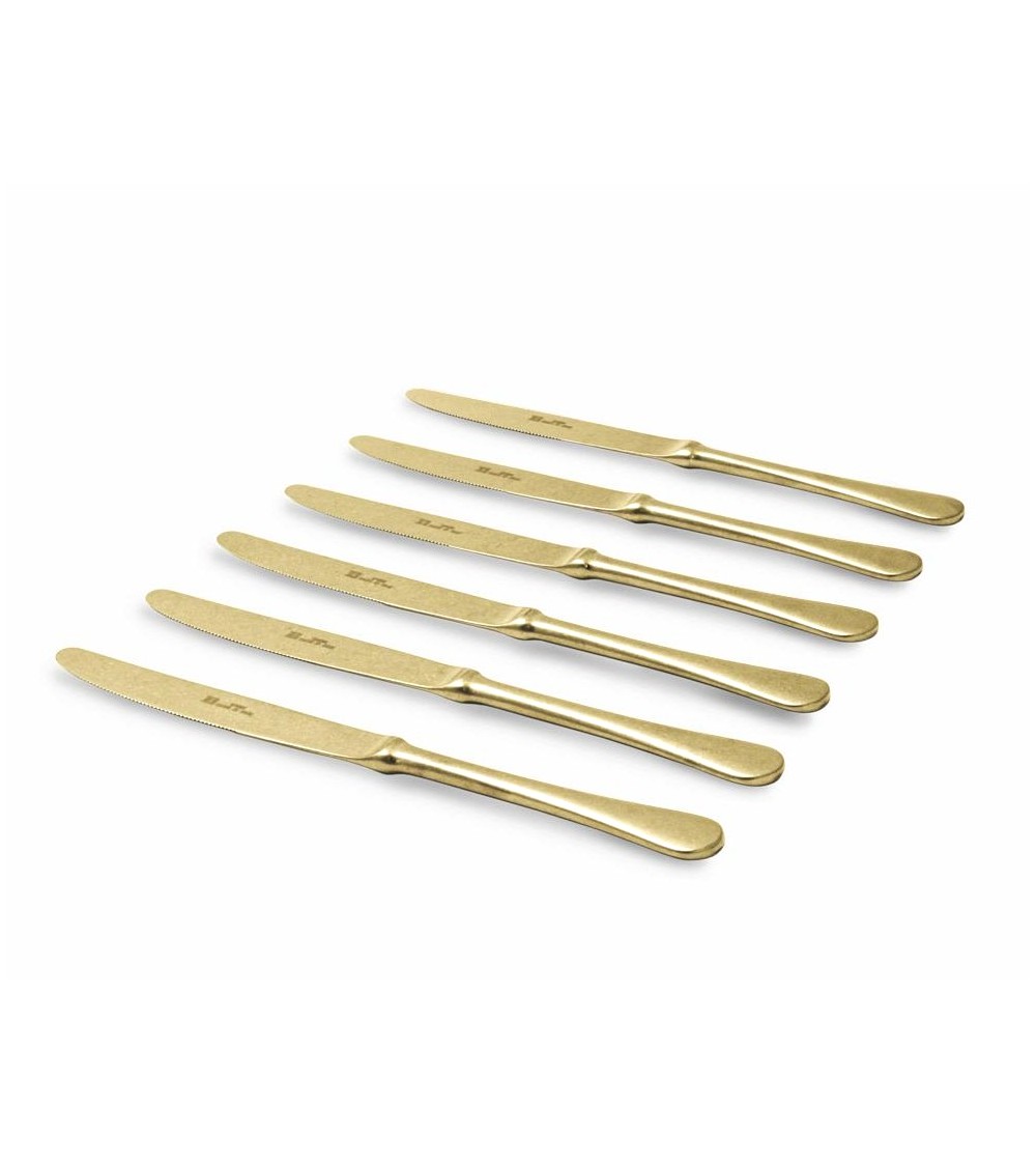 Couverts Style Vintage en Acier - PVD Doré - Service Serena Antico 24 Pièces - 