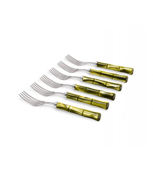 Bamboo Table Fork Mother of Pearl Effect Handle - Rivadossi Sandro -