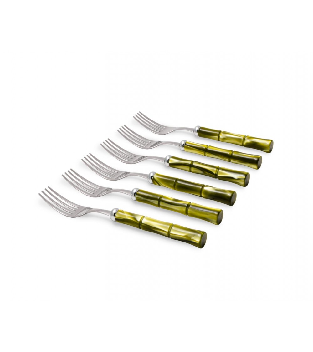 Bamboo Table Fork Mother of Pearl Effect Handle - Rivadossi Sandro -