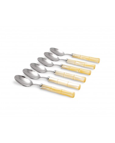 Bamboo Spoon Cutlery Colored Handle Mother of Pearl Effect - Rivadossi Sandro -
