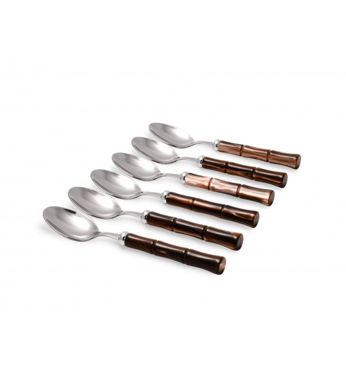Bamboo Spoon Cutlery Colored Handle Mother of Pearl Effect - Rivadossi Sandro -