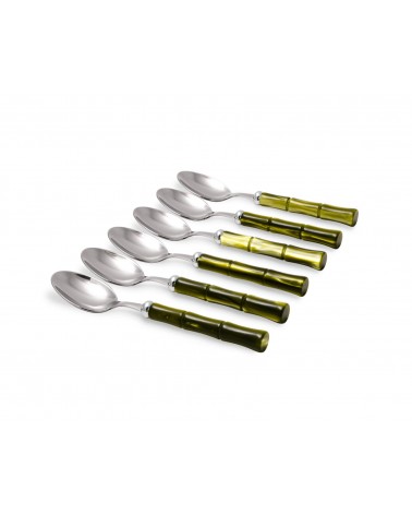 Bamboo Spoon Cutlery Colored Handle Mother of Pearl Effect - Rivadossi Sandro -