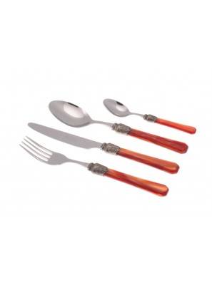 Pénélope - Ménagère 16 pièces en nacre pour 4 personnes - orange