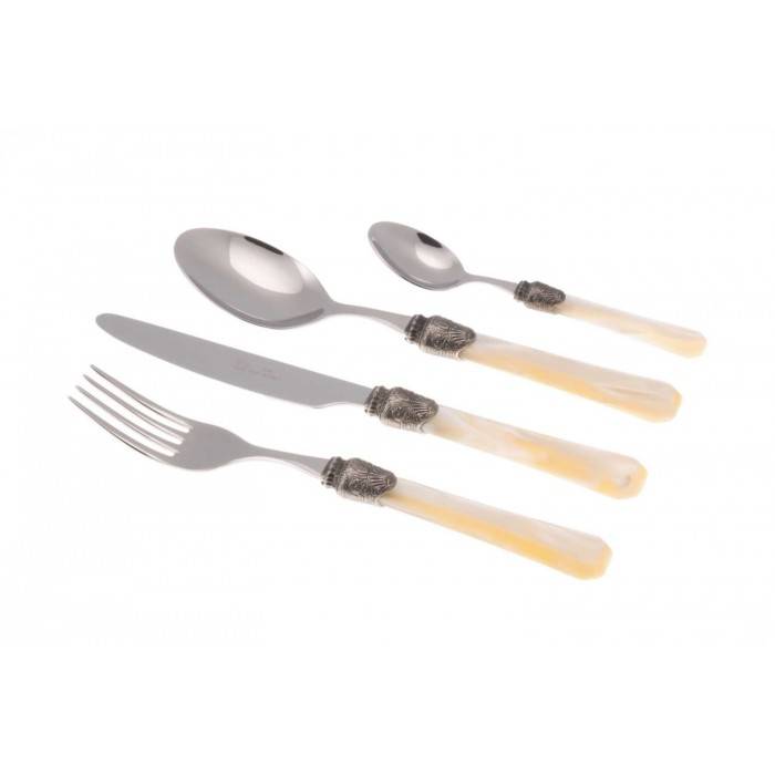 Penelope - Set 16pz posate madreperla per 4 persone - avorio