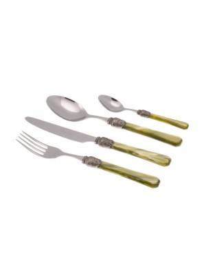 Penelope - Set 16pz posate madreperla per 4 persone - verde oliva