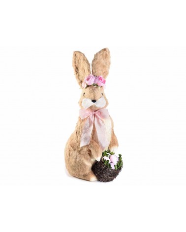 Décorations de Pâques: lapin avec panier d'oeufs -