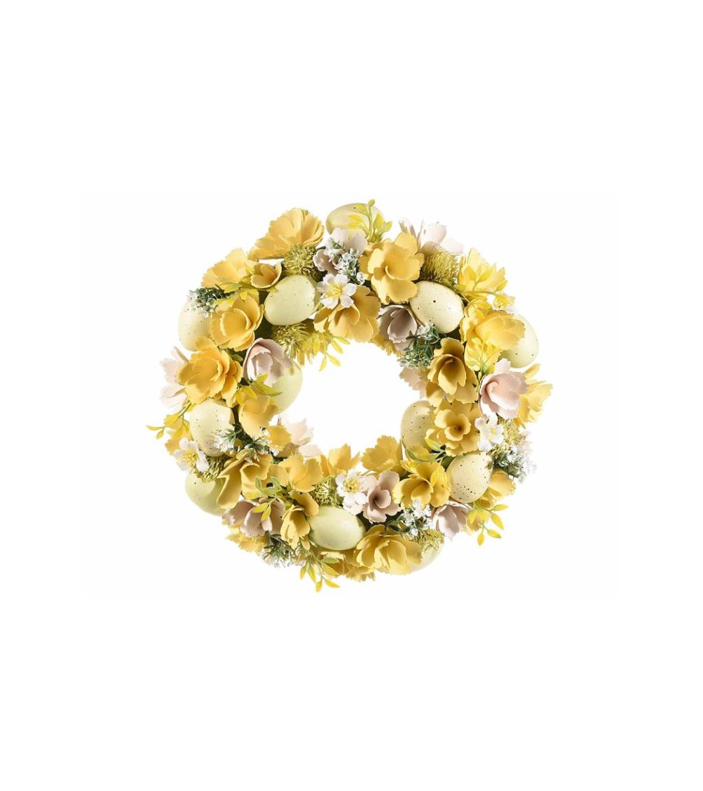 Ghirlanda wooden flowers and Easter eggs - Spring at your home -