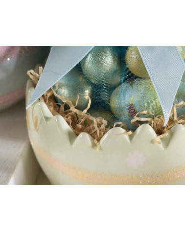 Set 3Pz Contenitori a Uovo in Ceramica Lucida e Glitter - 