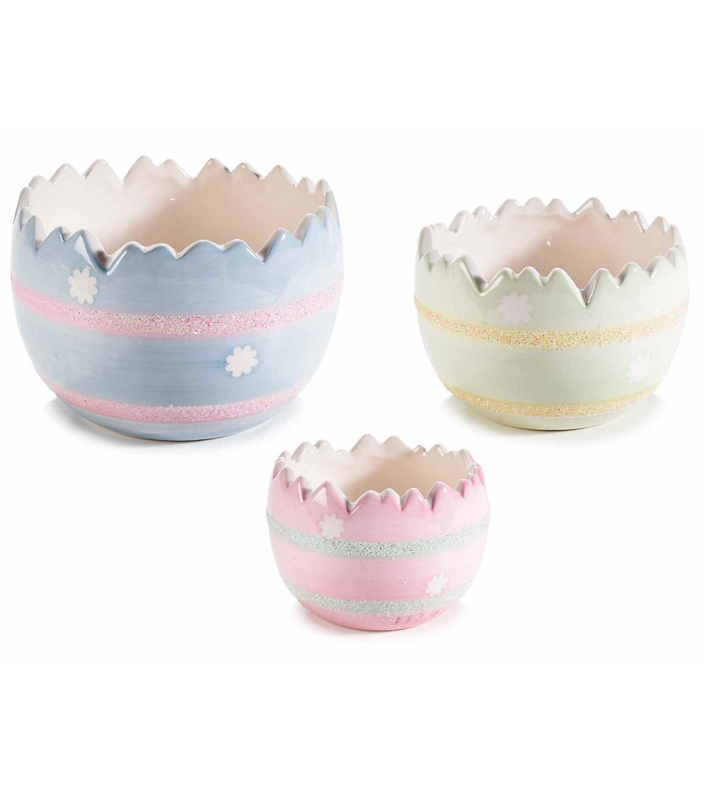 3pz setz egg containers in glossy ceramic and glitter -