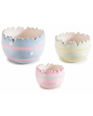 Set 3Pz Contenitori a Uovo in Ceramica Lucida e Glitter - 