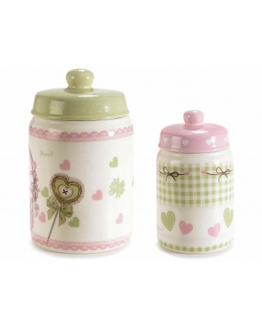Set 2 Pz Barattoli da cucina in Ceramica decoro Pasquale Pecorella - 