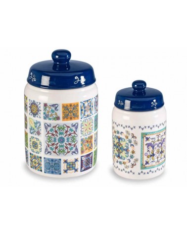 Réglez 2 pots de nourriture décorations de cuisine en céramique Maiolica -