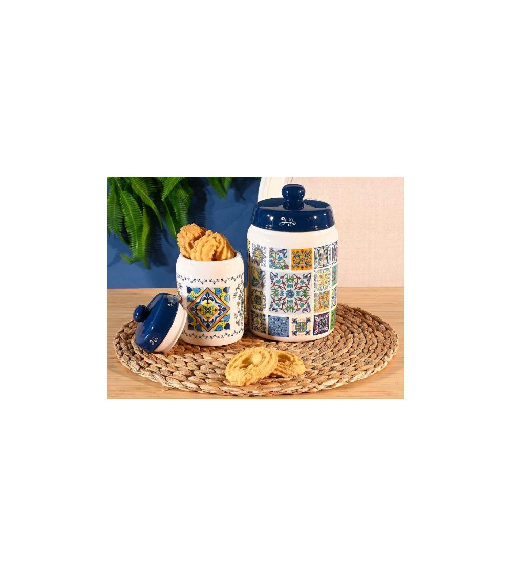 Réglez 2 pots de nourriture décorations de cuisine en céramique Maiolica -