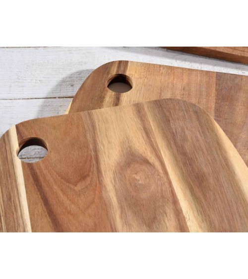 Ensemble de 3 coupeurs en bois Acacia avec trou rond -