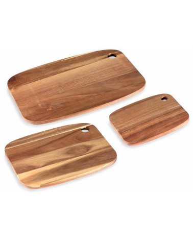 Ensemble de 3 coupeurs en bois Acacia avec trou rond -