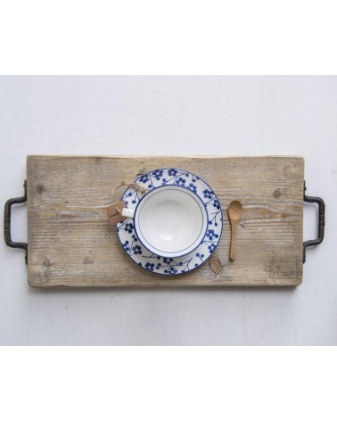 Vintage -style wooden tray with two handles - made in Italy -