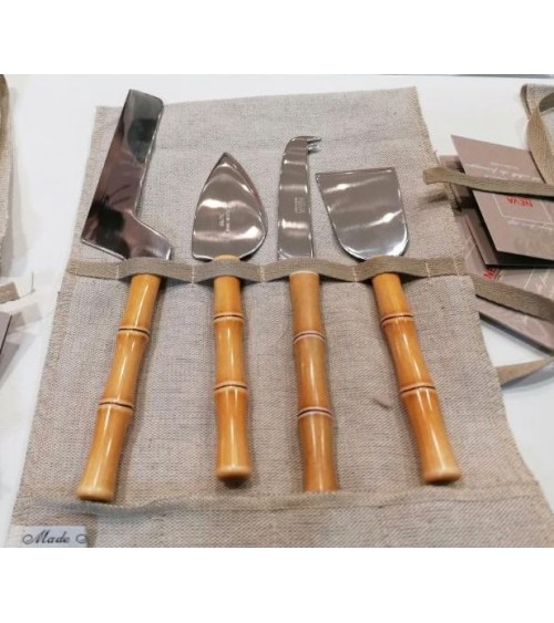 Bamboo set 4pz formaggio - confezione elegante panno idea regalo