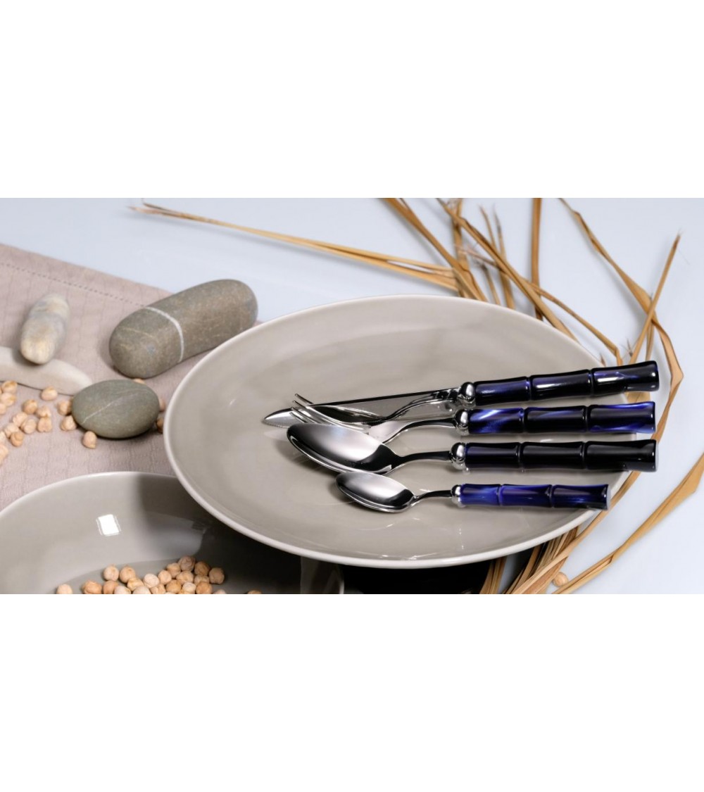 Rivadossi Sandro Bamboo - 24-teiliges Besteckset aus Edelstahl mit Perlmuttgriff -