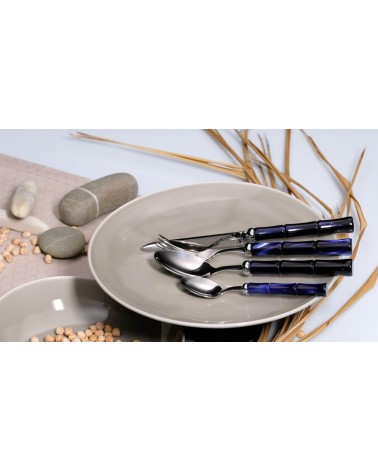 Rivadossi Sandro Bamboo - 24-teiliges Besteckset aus Edelstahl mit Perlmuttgriff -