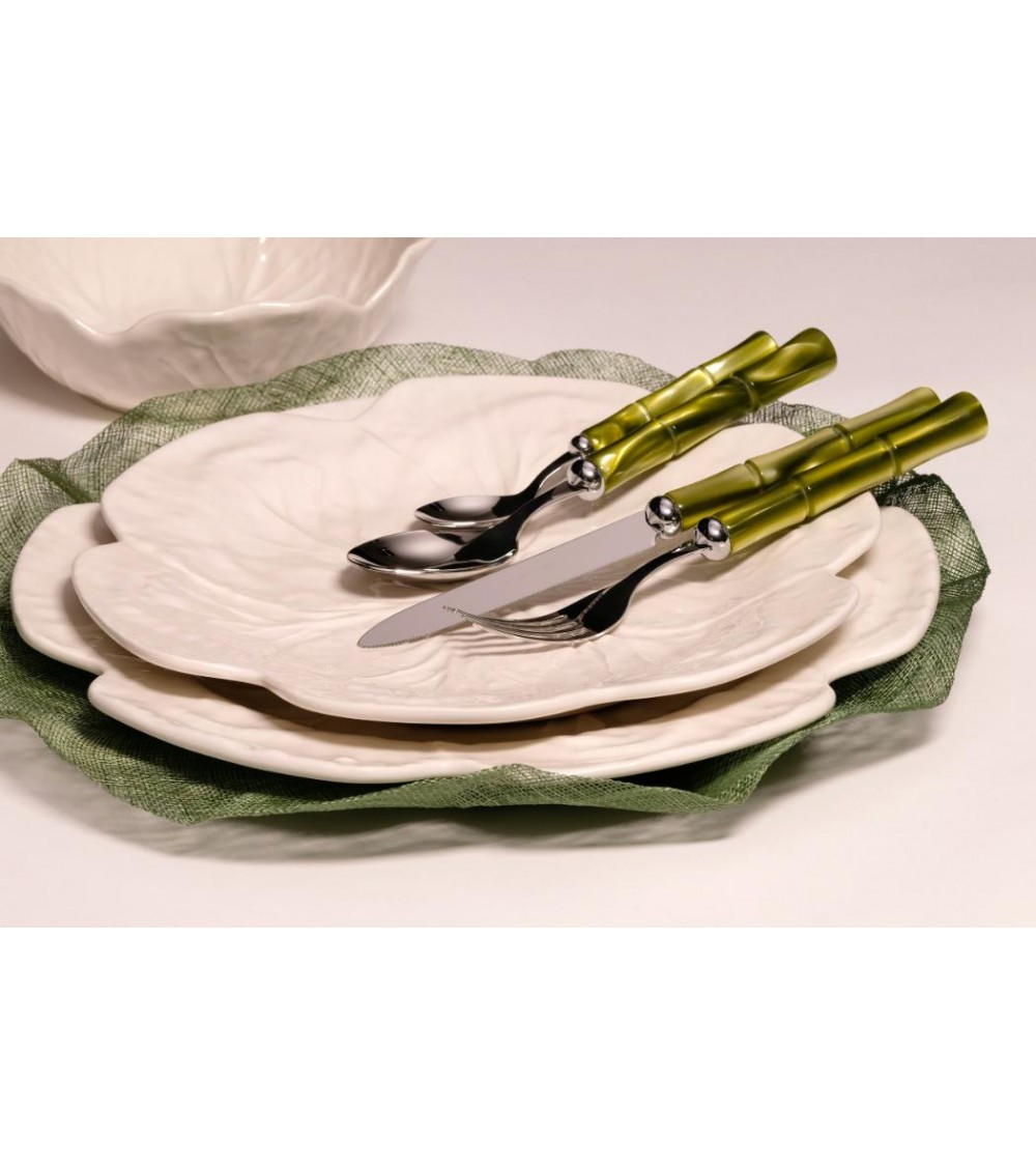 Rivadossi Sandro Bamboo - 24-teiliges Besteckset aus Edelstahl mit Perlmuttgriff -