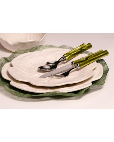 Rivadossi Sandro Bamboo - 24-teiliges Besteckset aus Edelstahl mit Perlmuttgriff -