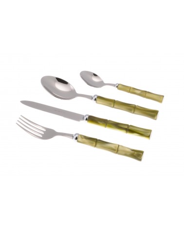 Rivadossi Sandro Bamboo - 24-teiliges Besteckset aus Edelstahl mit Perlmuttgriff -