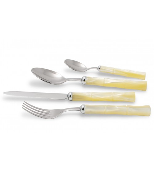 Rivadossi Sandro Bamboo - 24-teiliges Besteckset aus Edelstahl mit Perlmuttgriff -