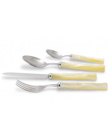 Rivadossi Sandro Bamboo - 24-teiliges Besteckset aus Edelstahl mit Perlmuttgriff -
