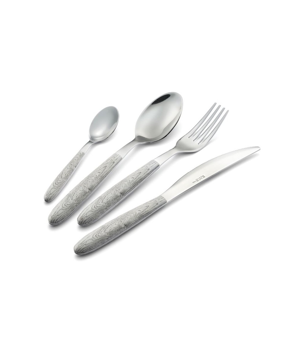 Eme Cutlery - Set 48 Pièces Couverts Colorés Effet Bois Naturel - Vero -