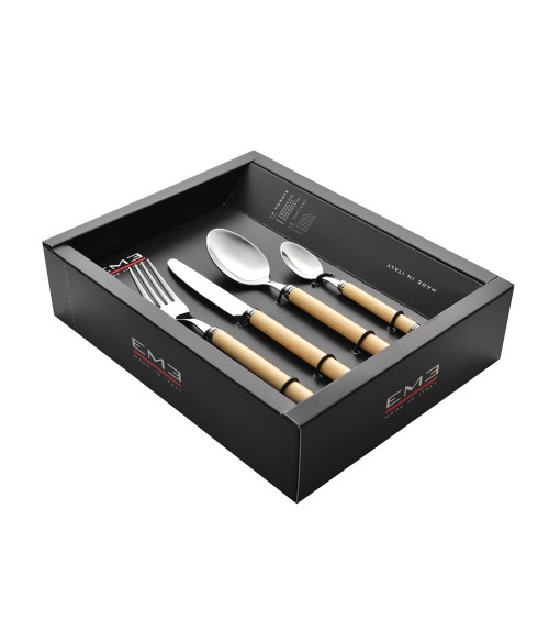 Eme Cutlery - Set 48 Pièces Couverts Colorés Effet Bois Naturel - Vero - 