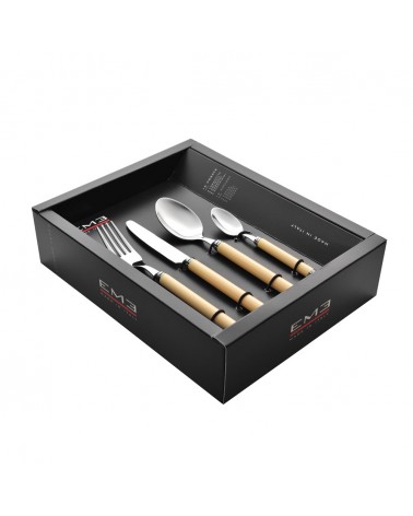 Eme Cutlery - Set 48 Pièces Couverts Colorés Effet Bois Naturel - Vero - 