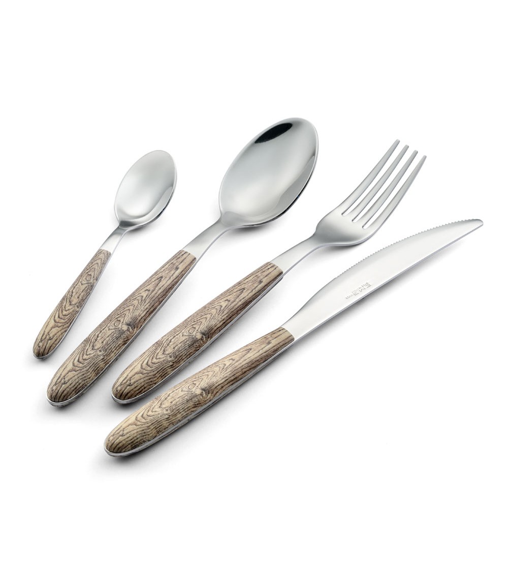 copy of Eme Besteck – Set 48-teilig, farbiges Besteck mit natürlichem Holzeffekt – Vero -